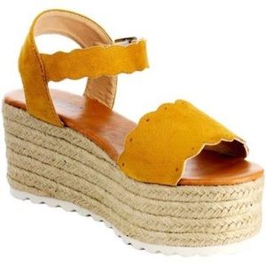 Yellow Wedge Shoes